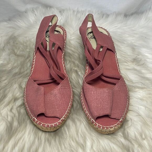 Abeo Delano Terracotta Metallic Nubuck Wedge Espadrille Sandal Sz 7 Narrow Width - Picture 2 of 6